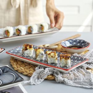 Placas de estilo japonês Sushi Plate Creative Undergleze Color Color Retangular Casa Cerâmica Prato Ocidental Servindo Praio Dinner
