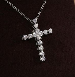 Pendant Necklaces Heart Shaped Gorgeous Zircon Crosses Pendants Choker Chains White Gold Color Necklace For Women Fashion Jewelry 1772025