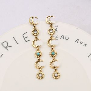 Vintage 18k Gold Plated Tassel Designer Letter Stud Long Earring Dangle Crystal Geometric Luxury Brand Women Rhinestone Pearl Wedding Party Jewerlry Accessories