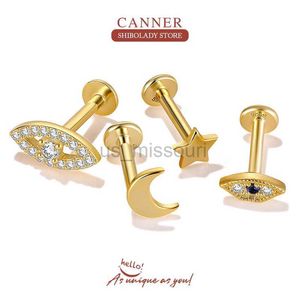 Stud CANNER 1 UNID Estrellas Luna Flores White Zircon Pendiente Para Mujeres 925 Sterling Silver Piercing Stud Pendiente Pendiente Plata Joyería J230529