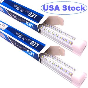 25PCS T8 Tube LED Shop Light Fixture 4ft 50W 36W Clear Lens Clear Cover V Shape 2 Row Integrated Bulb Lamp LED Cooler Doors crestech