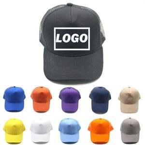 Top Caps 1 PCS Özel Logo Polyester Pamuk Örgü Şapkalar Baskı Ücretsiz Özelleştir Tasarım Erkekler İçin Ayarlanabilir Nefes Alabası Beyzbol