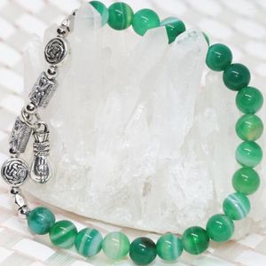 Strand grossistpris 6mm Natural Green Carnelian Onyx Agat Braceletsstone Round Beads Women Jewelry 7.5 -tum B1931