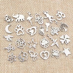 30pcs 316 Stainless Steel Charms Elephant Moon Star Heart Small Pendant DIY Jewelry Making Accessories for necklace bracelet