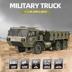 Electric RC Car Fayee 1 12 2.4G 6WD 20 km H Fjärrkontroll Militär lastbil US Army RTR Model Outdoor Vehicle Gift for Adult Kid Boy 230529