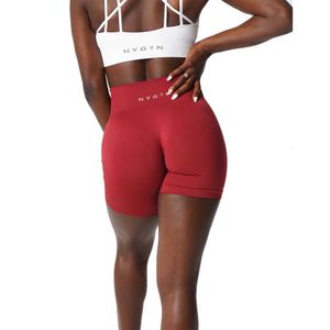 Kadın pantolon capris nvgtn katı sorunsuz şort kadınlar egzersiz kısa pantolon tozluk spor salonu lycra spandex yumuşak tayun fitness kıyafetler yaz j230529