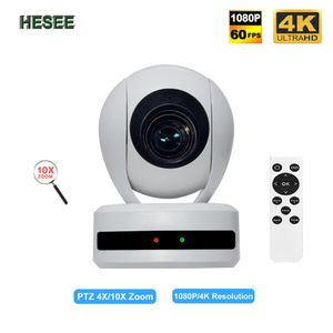 Webcams HESEE WebCam 1080p 60fps PTZストリーミングカメラ4K 4x 10x Zoom PC USBリモートコントロールスクール教会ミーティングライブストリーム放送