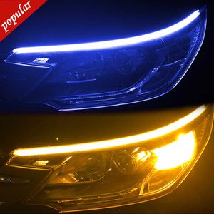 Neue 2 stücke LED DRL Auto Tagfahrlicht Flexible Wasserdichte Streifen Auto Scheinwerfer Weiß Blinker Gelb Bremse Fluss lichter 12V