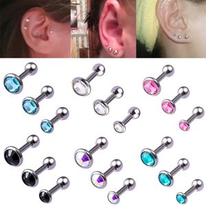 3pcs/lot 16g Cz Stone Chone Cartilage Tragus Helix Conch Stuck Bar Daith Серьговые украшения 3 мм 4 мм 5 мм для мужчин женщин