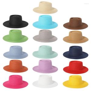 Berretti Summer Beach Rafia Cap Vacation Panama Seaside Holiday Caps Women Cappello di paglia Protezione solare Sombrero Wide Brim Cappelli da sole all'aperto