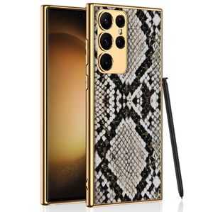 Luxury Modern Comercial Desginers Stylish Cases for Samsung Galaxy S23 S23Plus S23ultra Elektroplaterad metallram 3D Soft Leather Back Cover Ny affärsstil