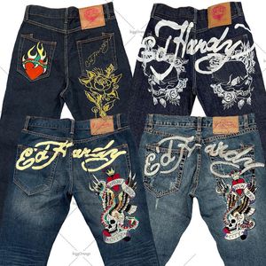 Herr Y2K Gothic Rock American Anime midja Jeans High Trend Street Hip Hop Straight Wide Leg Pants Men 230529