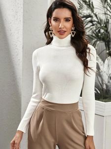 Swetry kobiet 2023 Casual Office kobiety panie miękkie drobnoziarniste turtleeck paski pull sweter zimowy długi rękaw Slim Jersey Top