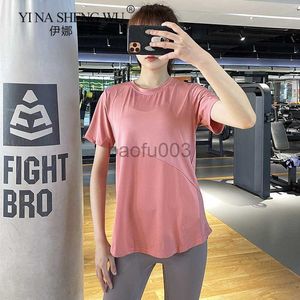 Women's T-Shirt Women's Sports Wear Fitness Women Jersey Knitting Short Sleeve Gym Woman Tight Sport Shirt Top Female Workout Tops T-shirt J2305