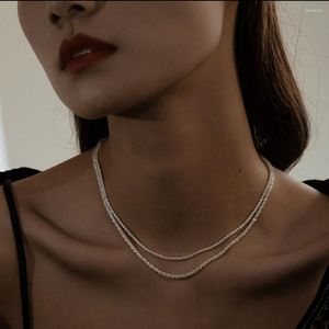 Correntes Zhouyang Water Wave Chain Colar para fêmea Bohemia Silver Color Women's Cheker Neck Jewelry Gifts Wholesale Kan234