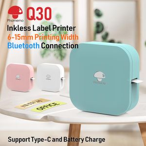 Skrivare Phomemo Q30 Label Skrivare Trådlös Mini Bluetooth Thermal Printer Portable Adhesive Label Sticker Printer Machine Home Office