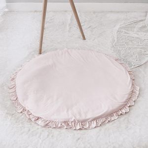 Teppiche Nordische Kinderspielmatte Baumwolle Runde Turnhallenteppiche Rosa Weiß Grau für weichen Boden Teppich Raumdekor