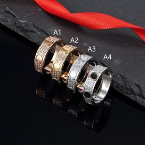 Love Rings Womens Designer Ring Jewelry Brand Titanium Steel With Diamonds Fashion Love Ring Men and Women Rose Gold Gold Gold para Lovers Band Rings Gifts Party Gifts