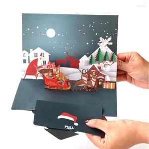 Greeting Cards Christmas Night Snow Scene DIY Handmade Three-dimensional Santa's Elk Card Year Belssing Creative Gift