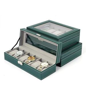 Watch Boxes Cases Watch Box 6/10/12 Grids PU Leather Watches Display Case Jewelry Holder Storage Organizer With Lock 230529
