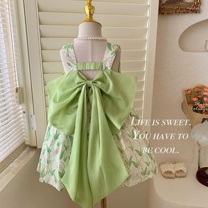 Flickaklänningar 2023 Summer Fashion Korean Kids Clothing Dress Children's Vest Kirt bekväm avslappnad butik Enkel stil