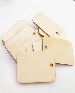 Onvoltooide houten tags Bagage Gift Tag Labels 52x34mm Blank houten tag Huidige feestwijndecoratie 100pcSlot1455831