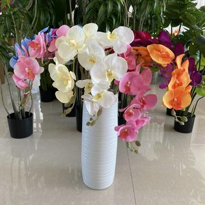 Decorative Flowers Artificial Phalaenopsis Velvet False Wedding Pography Props Home Living Room Dining Table Flower Arrangement Decor