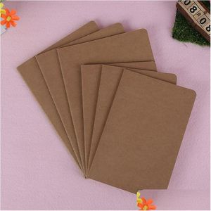 Blocos de notas Caderno Kraft em branco Bloco de notas de papel Cowe Livro vintage Soft Copybook Memos diários Er Journal Vt0023 Drop Delivery Office Schoo Dhsoa