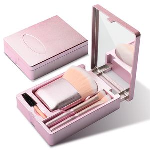 Pincéis mini espelho de maquiagem conjuntos de pincéis cosméticos fundação pó blush escova portátil viagem transportar ferramentas de maquiagem escova de cílios