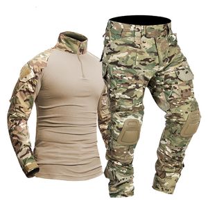 Jaktuppsättningar militär uniform kamouflage taktisk multicam kostym män airsoft strids paintball skjorta kappa byxa soldat sniper jaktkläder 230530