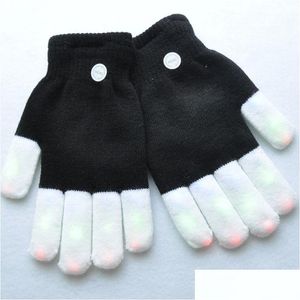 Inne świąteczne zapasy imprezowe LED GLOW KID Rękawiczki Flash Cycling Halloween Świąteczne Święta Światło Glove Luminous Finger Dift for Child D. Dhaqd