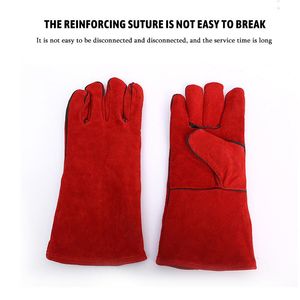 uitrustingen New 1 Pair 35cm Long Red Welding Protective Gloves With Kevlar Stitching Welding Soldering Protective Supplies