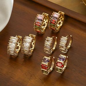 Kolczyki Hoop Kup Fashion Gold Kolor dla kobiet Kolorowe CZ Zamknięcie cyrkonu Ustawienie biżuterii ślubnej Akcesoria żeńskie