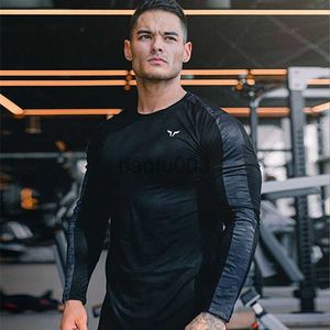 Herren T-Shirts 2022 Neue Männer Quick Dry Fitness Tees Outdoor Sport Laufen Klettern Lange Ärmel Strumpfhosen Bodybuilding Tops Gym Kompression T-shirt J230531