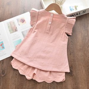 Set di abbigliamento Estate Bambini Ragazze Rosa Verde Vestiti per bambini T-shirt casual e vestito pantalone Set da 2 pezzi Abiti per bambini