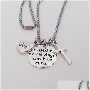 Other Festive Party Supplies Wings Cross Necklace Key Chain Letter Print Heart Necklaces Personalize Keychain Fashion Sier For Wom Dhcng