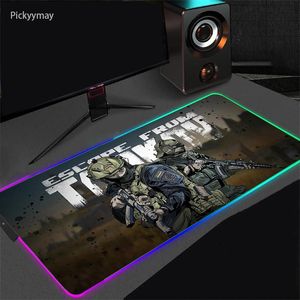 Tarkov Mouse Pad'den Pedler Kaçış RGB Oyun Aksesuarları Bilgisayar Büyük Mousepad LED Işınlı Gamer Kauçuk Halı Arkadan aydınlatmalı 90x40