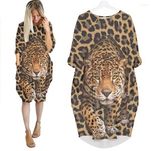 Casual Dresses Jumeast Women 3d Batwing Pocket Dress Kvinnlig Streetwear Leopard Camouflage Animal Tiger Pullover Summer Kirt Nightdress
