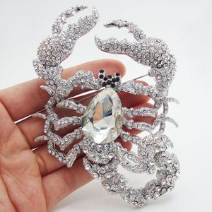 Pinos broches jóias de moda animal escorpião prata placa de prata pino de broche de cristal transparente 230531
