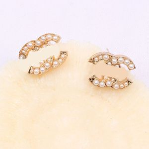 Earring stud Designer Brand Letters Stud Earring Famous Women Double Letter Pearl Wedding Party Jewerlry High Quality