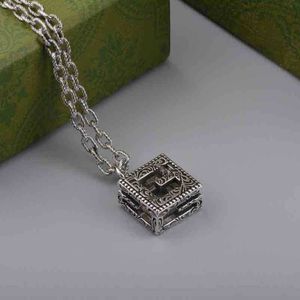 designer jewelry bracelet necklace ring Ancient family square made of old style hollow pattern pendant couple's clavicle chain high quality