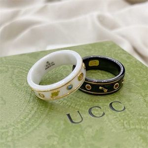 Designer smycken armband halsband Ancient Bee Planet Black White Ceramic Trend Hemp Border Ring for Men Women High Quality