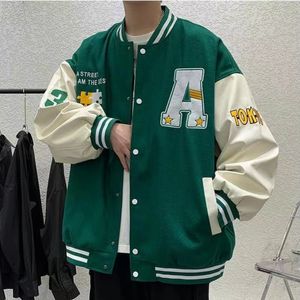Herrjackor Spring Retro Letter broderade jackor Coat Men's Y2K Street Hip Hop Trend Baseball Uniform Par Casual Loose Jacket 230531
