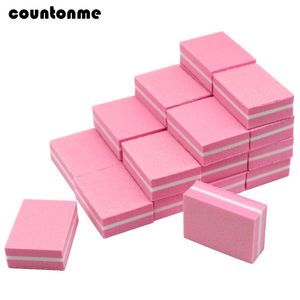 Kits 200st/Lot Pink Nail Buffer Sponge Mini Nail File 100/180 Professional Buffing Sandning Sandpaper Sponge Manicure Files Set