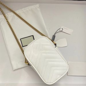 2023 new top Quality Marmont Mini Chains Cross Body Bag Leather Heart Embossed Metal Letter Cell Phone Pocket Handbag Designer Purse Wallet