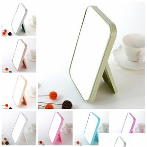 Mirrors Folding Portable Square Cosmetic Princess Mirror Hd Make Up Desktop Colorf Single Sided Large Makeup Women Travel Drop Deliv Dhjtp