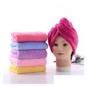 Shower Caps Magic Quick Dry Hair Microfiber Towel Soft Drying Comfortable Turban Wrap Hat Spa Bathing 6 Colors Dh0446 Drop Delivery Dhntl