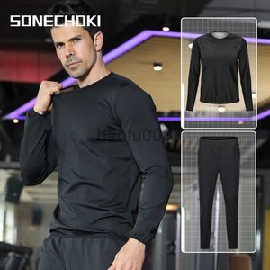 Men's T-Shirts Sauna Suit Slimming Men Pullover Sportswear for Sweating Weight Loss Running Fitness Gym Clothing Set Workout Elastic Tracksuit J230531