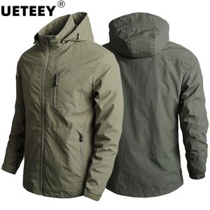 Jaktjackor US Herr Outdoor Handing Jackets Summer Militär Multi-Pockets Tactical Hunting Fishing Waterproof Hooded Thin Jacket Men 230530