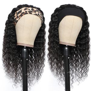 human virgin hair straight body water wave deep jerry kinky curly full machine headband wig none lace for black women